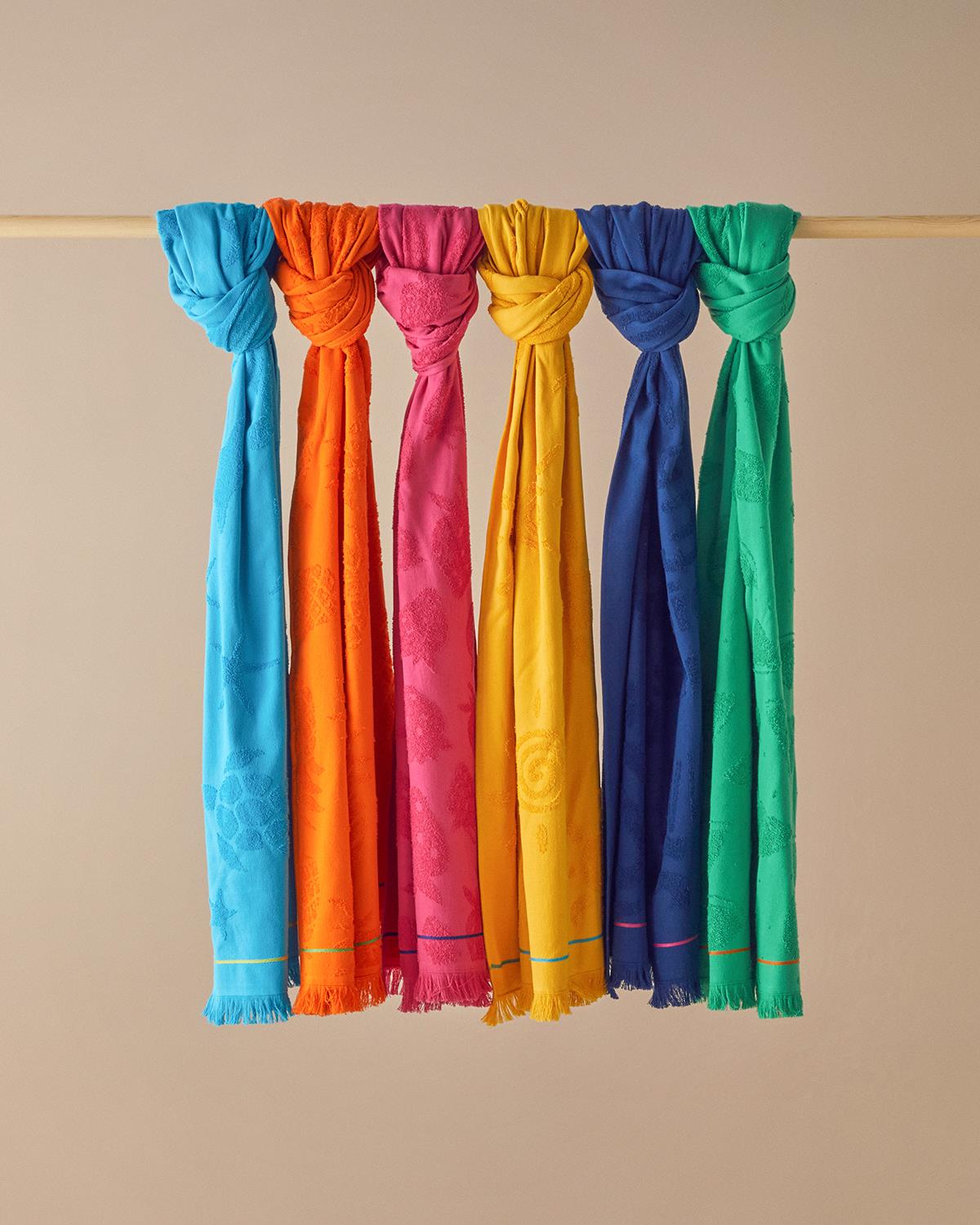 Tropical Pamuklu Plaj Havlusu 70x140 cm Turuncu