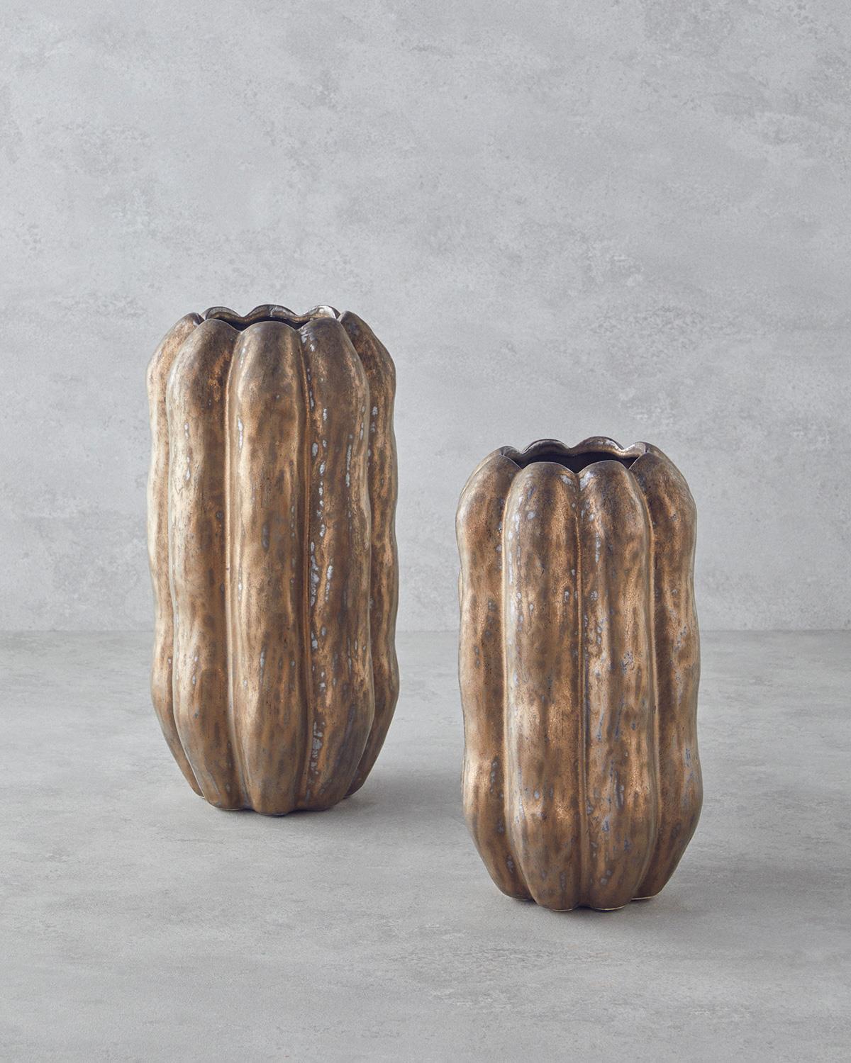 Troya Seramik Vazo 27 cm Bronz