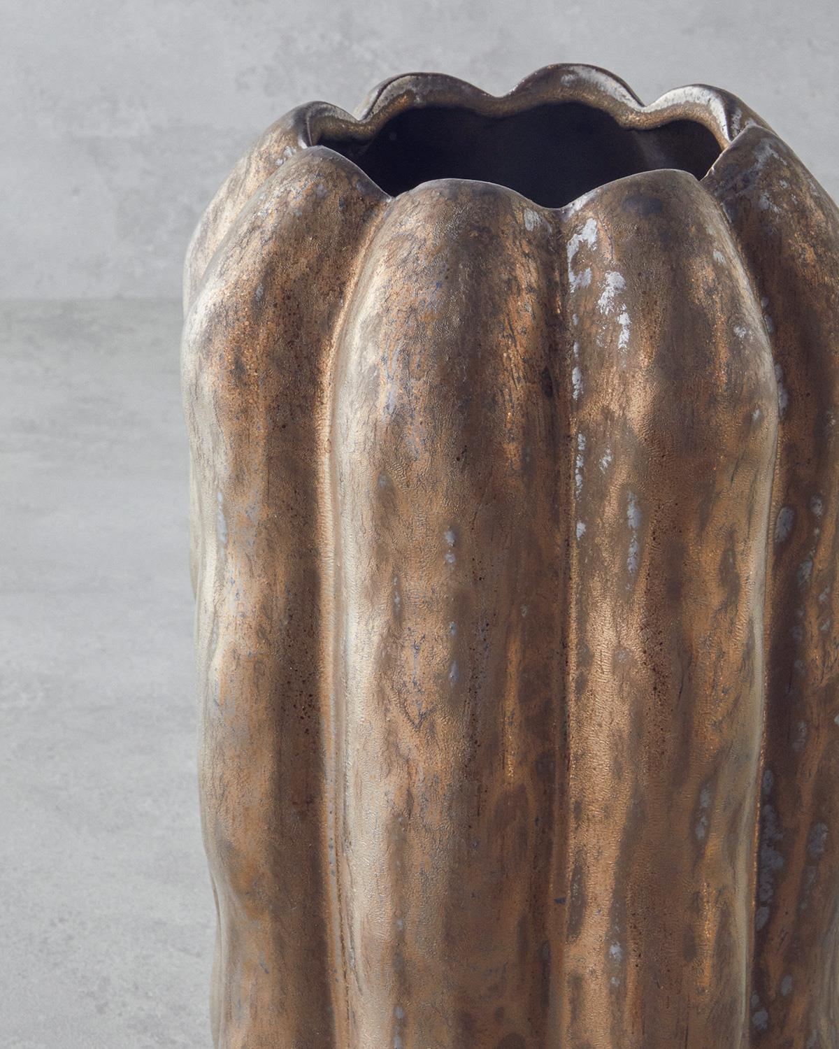 Troya Seramik Vazo 27 cm Bronz