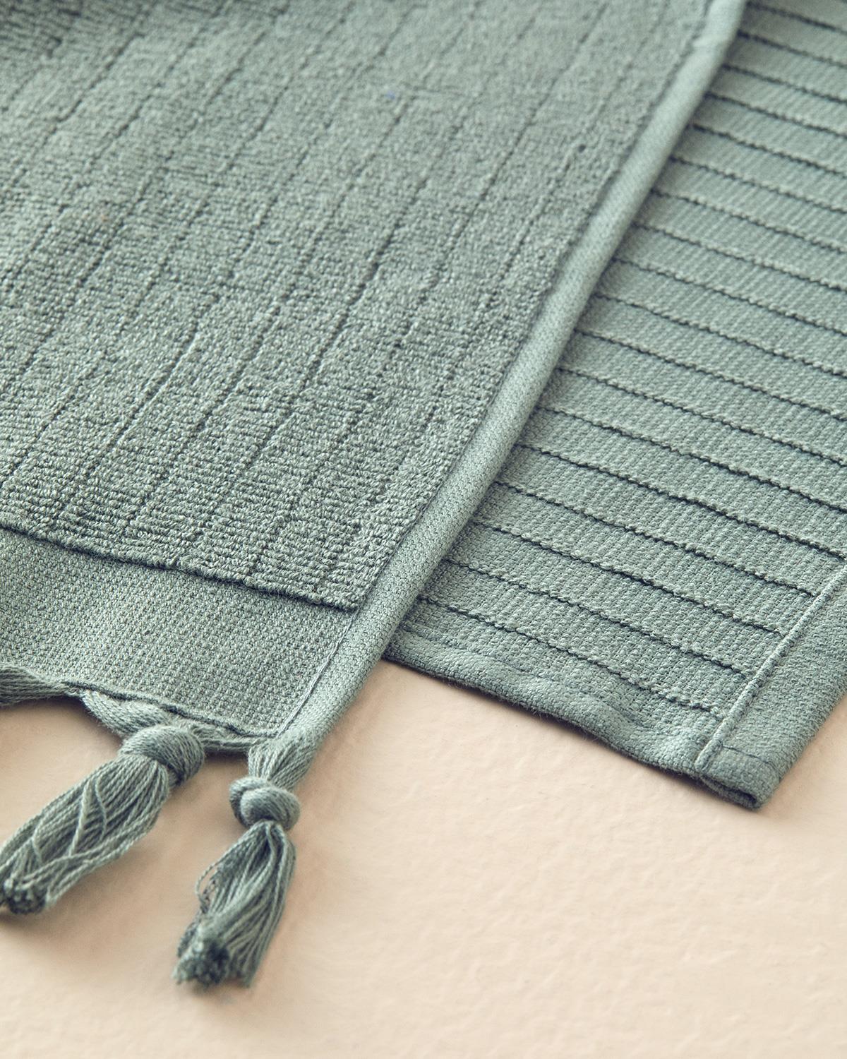 Tuffy Stripe Pamuklu Saçaklı El Havlusu Yeşil