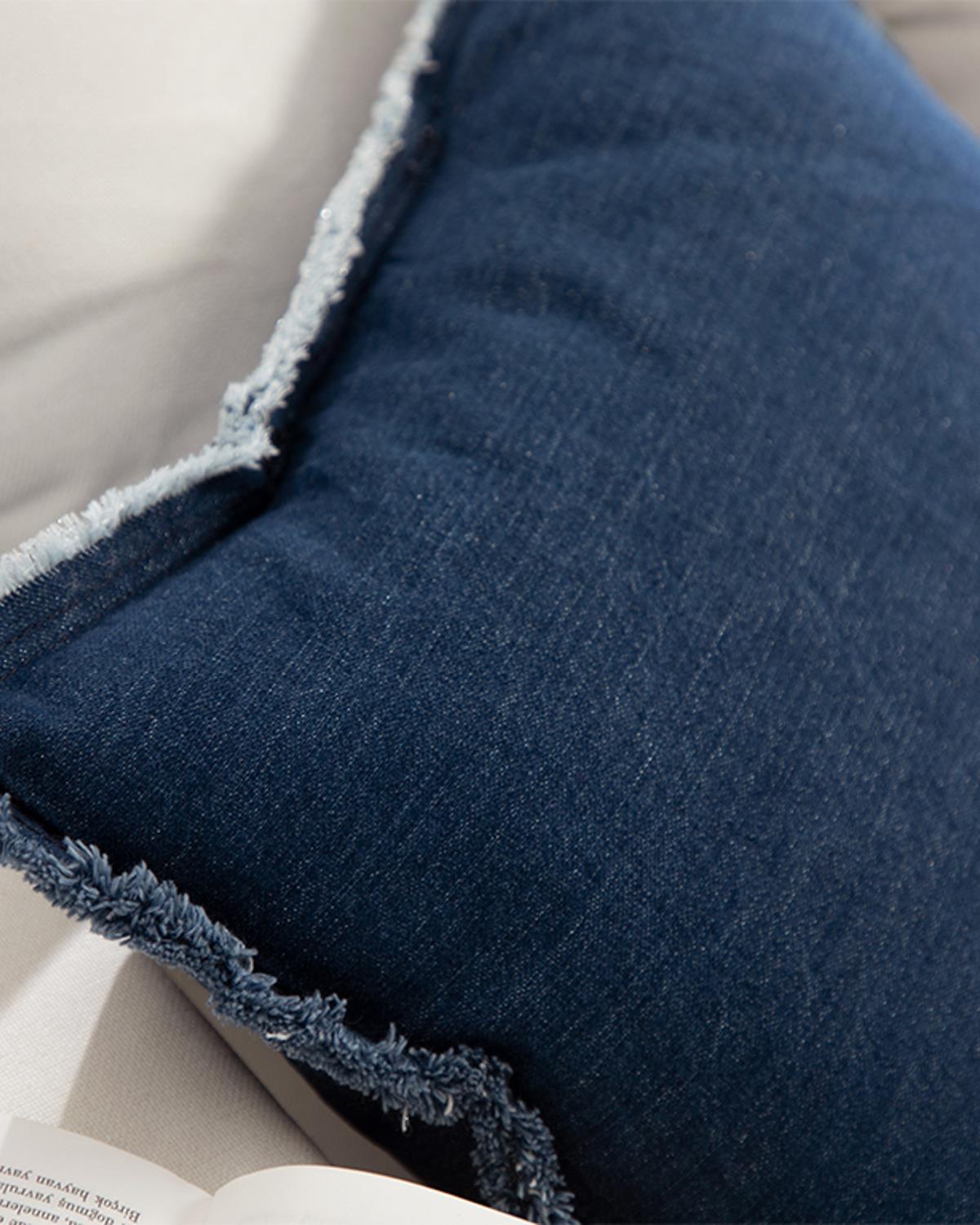 Tulipe Denim Kırlent Kılıfı İndigo