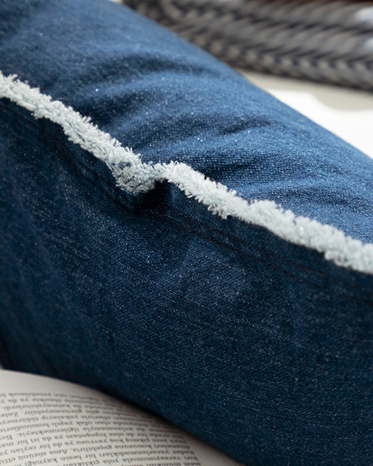 Tulipe Denim Kırlent Kılıfı İndigo