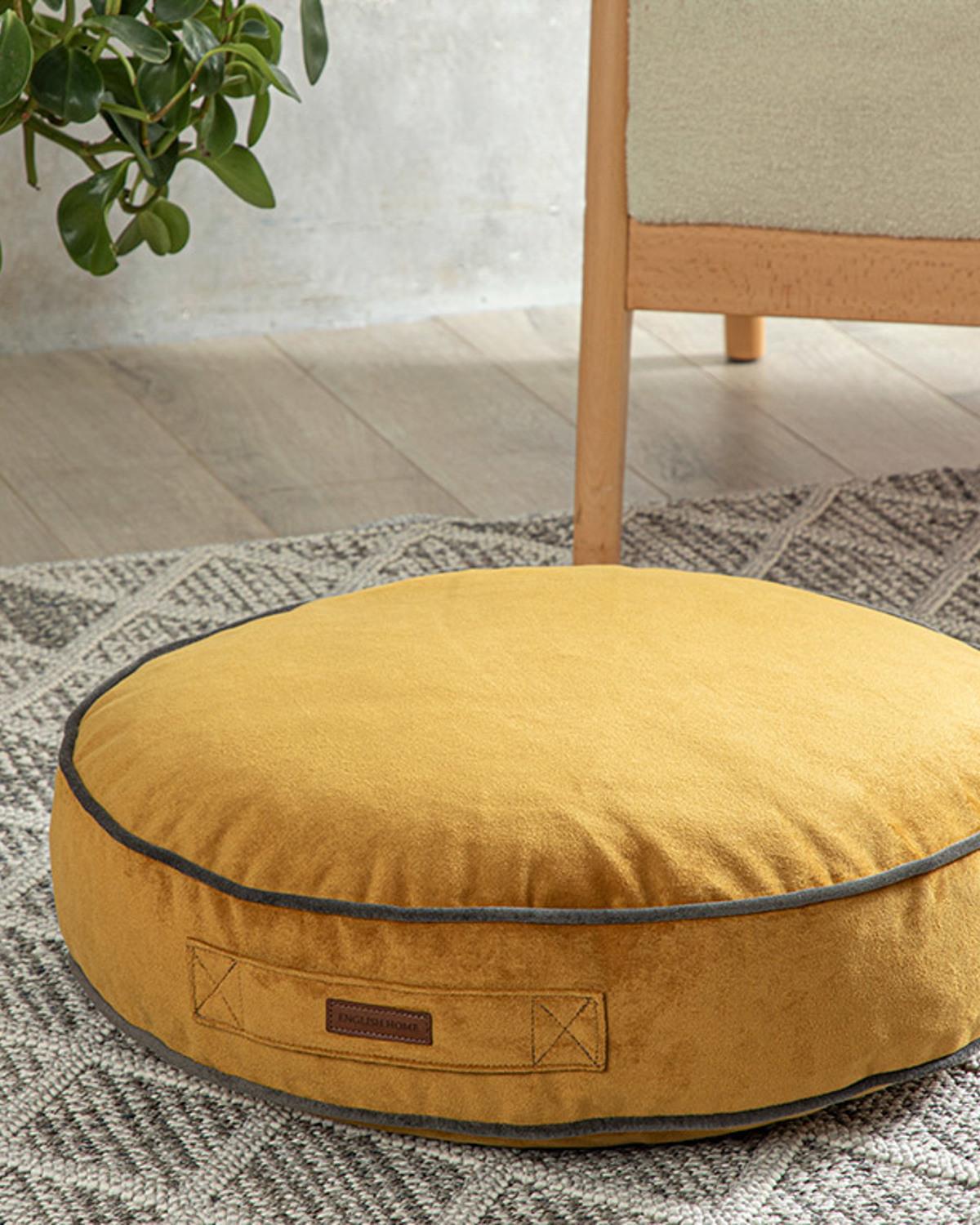 Vella Round Kadife Dekoratif Minder Hardal