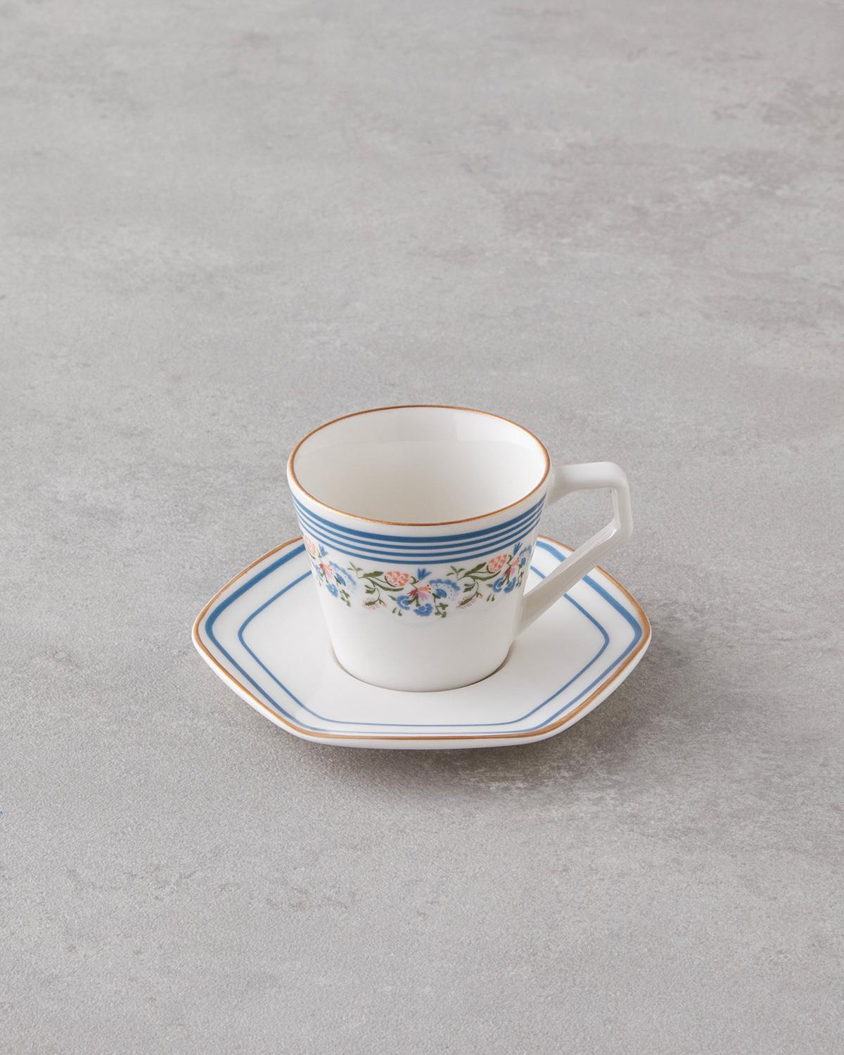 Velour Bone Porselen 12 Parça 6 Kişilik Kahve Fincan Takımı 80 ml Mavi Gold