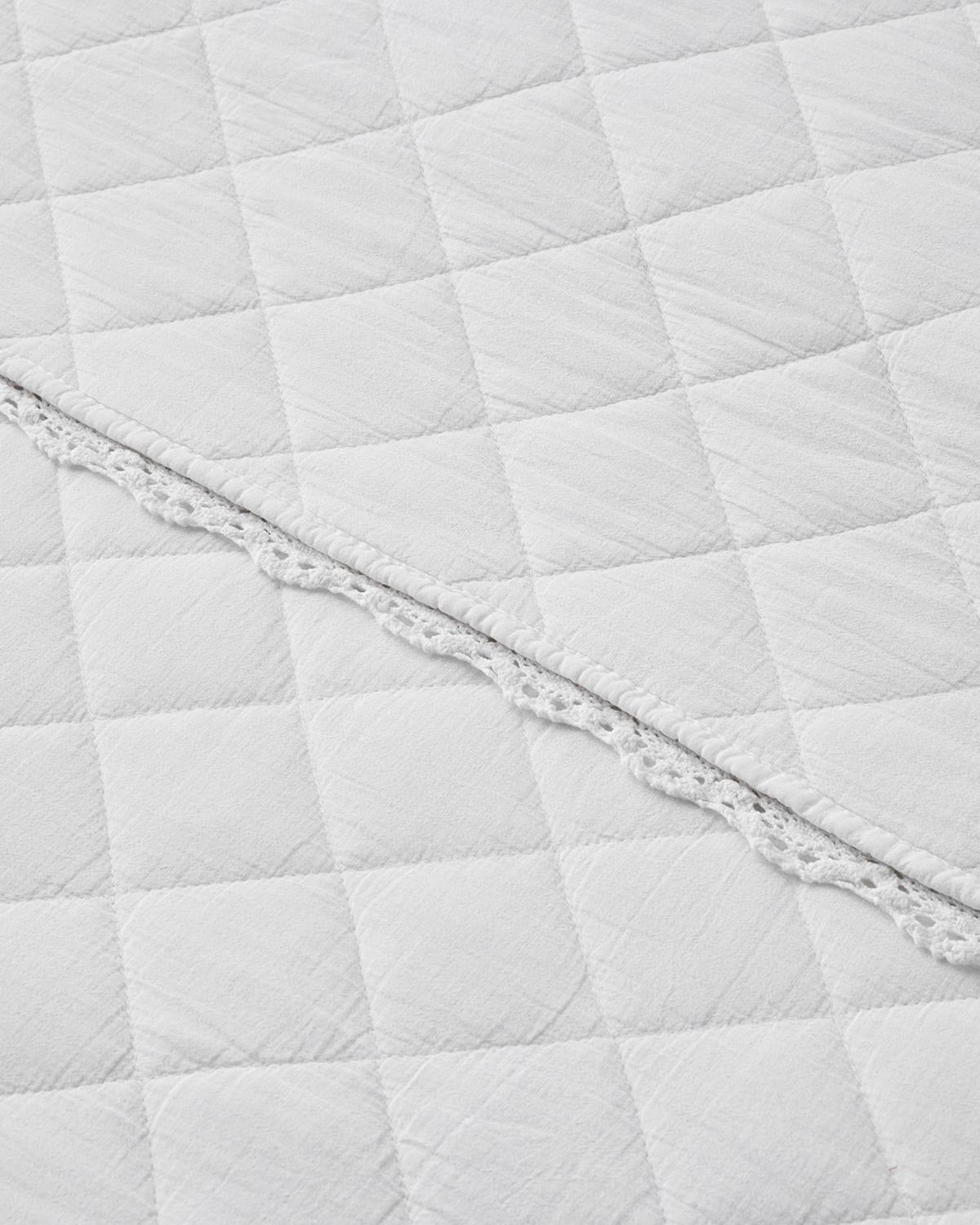 Vintage Diamond Çift Kişilik Yatak Örtüsü Takımı 200x220 cm Beyaz