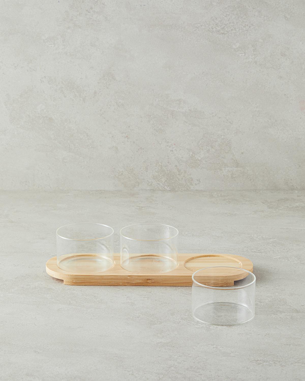 Vısta Borosilikat 3'lü Sunumluk 34x10,5 cm Şeffaf