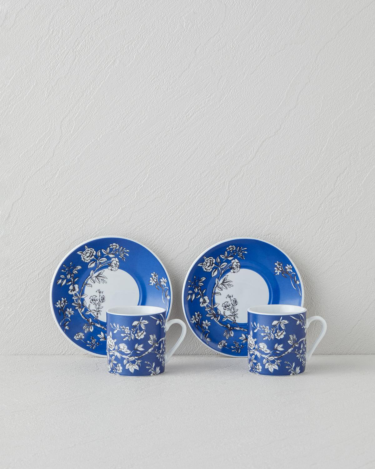 Viva Porselen 4 Parça 2 Kişilik Kahve Fincan Takımı 80 ml Lacivert