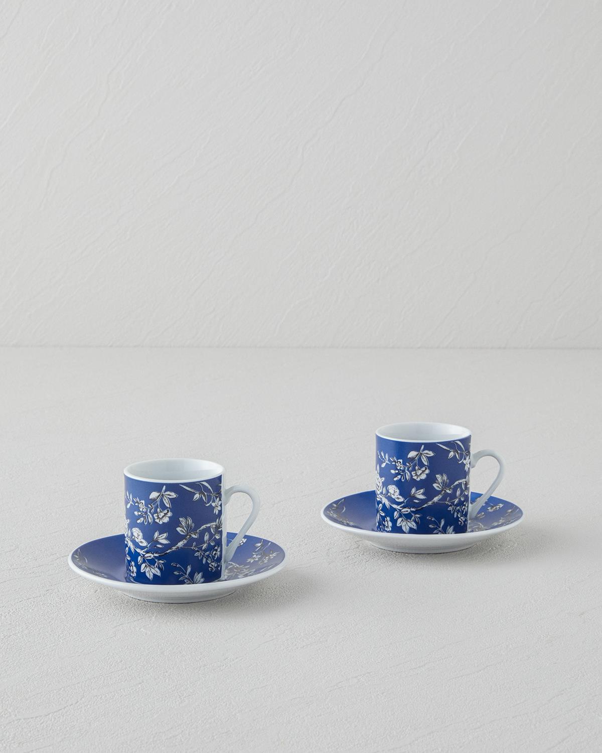 Viva Porselen 4 Parça 2 Kişilik Kahve Fincan Takımı 80 ml Lacivert