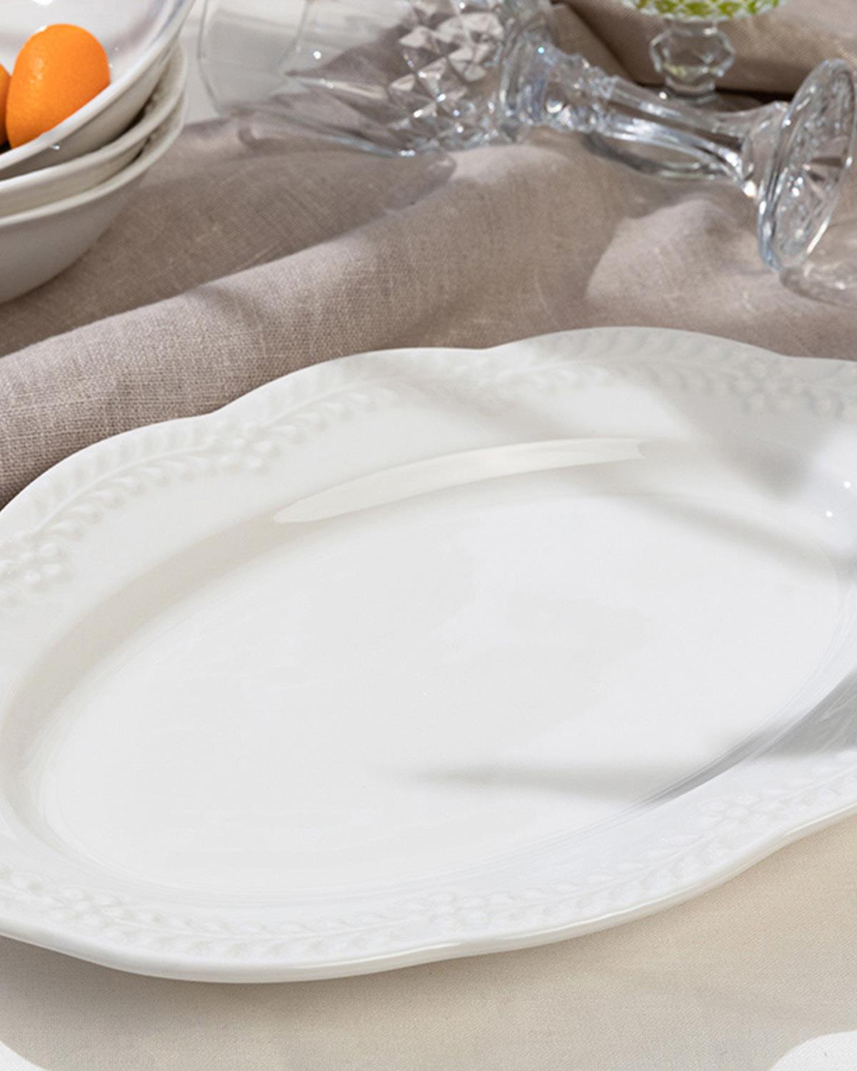 Viyana Porselen Kayık Tabak 25 cm Açık Krem