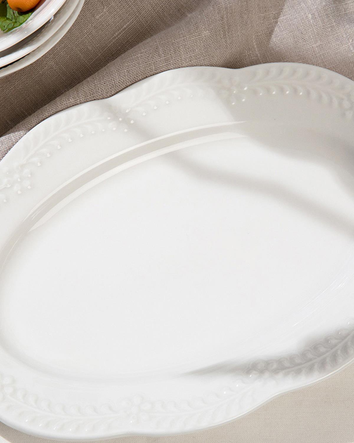 Viyana Porselen Kayık Tabak 25 cm Açık Krem