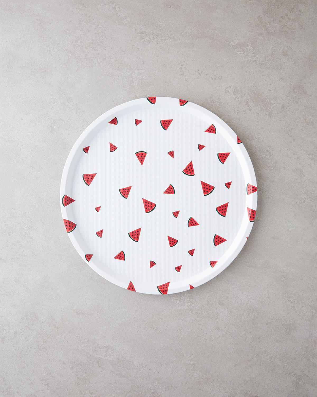 Watermellies Plastik Tepsi 36 cm Beyaz - Kırmızı
