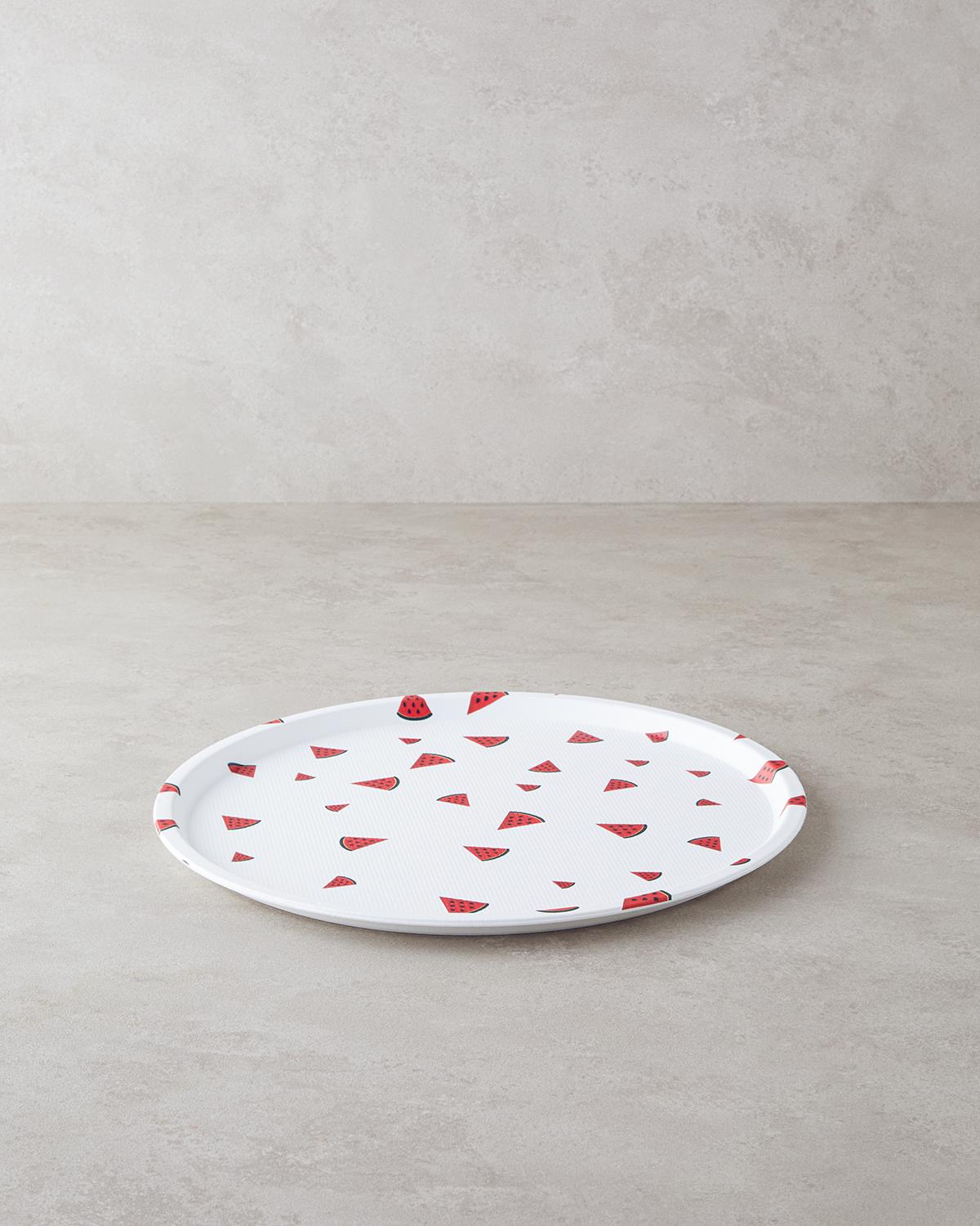 Watermellies Plastik Tepsi 36 cm Beyaz - Kırmızı
