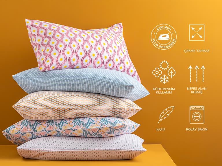 Wave Dots Kolay Ütülenir 2'li Yastık Kılıfı Seledon