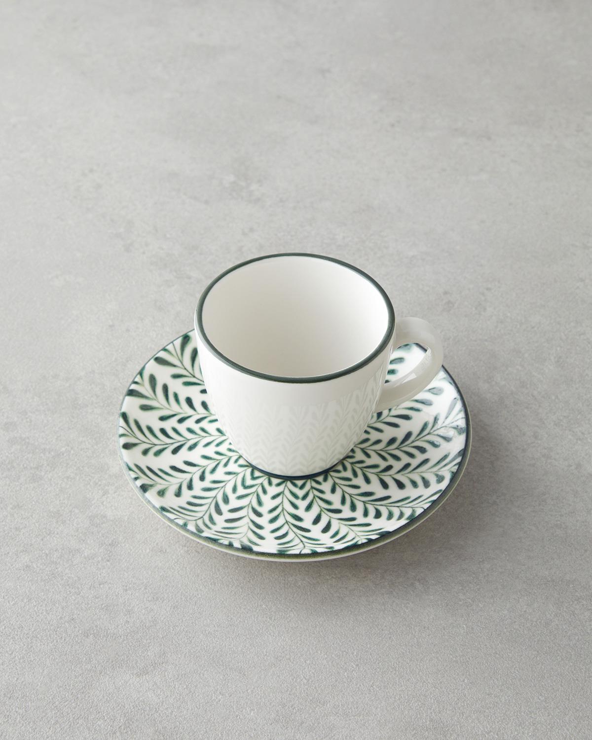 Winsome Bone Porselen 4 Parça 2 Kişilik Kahve Fincan Takımı 90 ml Yeşil