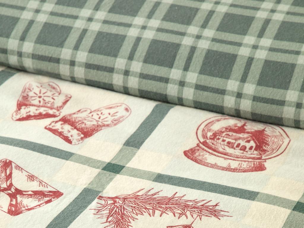 Winter Joy Flanel King Size Nevresim Takımı Yeşil