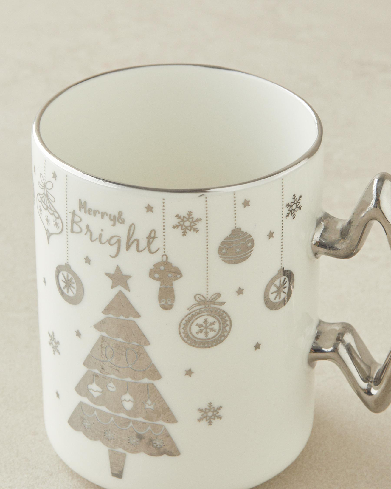 Winter Silver Star New Bone China Kupa 400 ml Silver