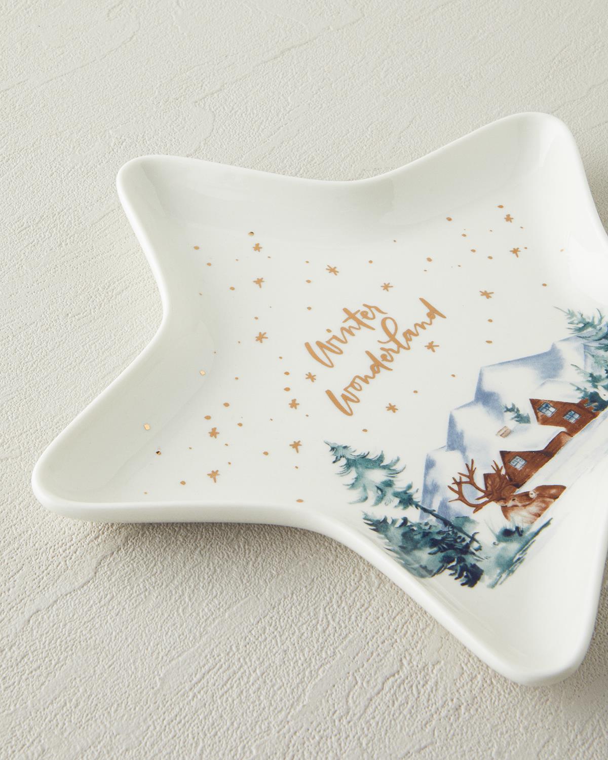 Winter Wonderland New Bone China Servis Tabağı 23x24 cm Beyaz