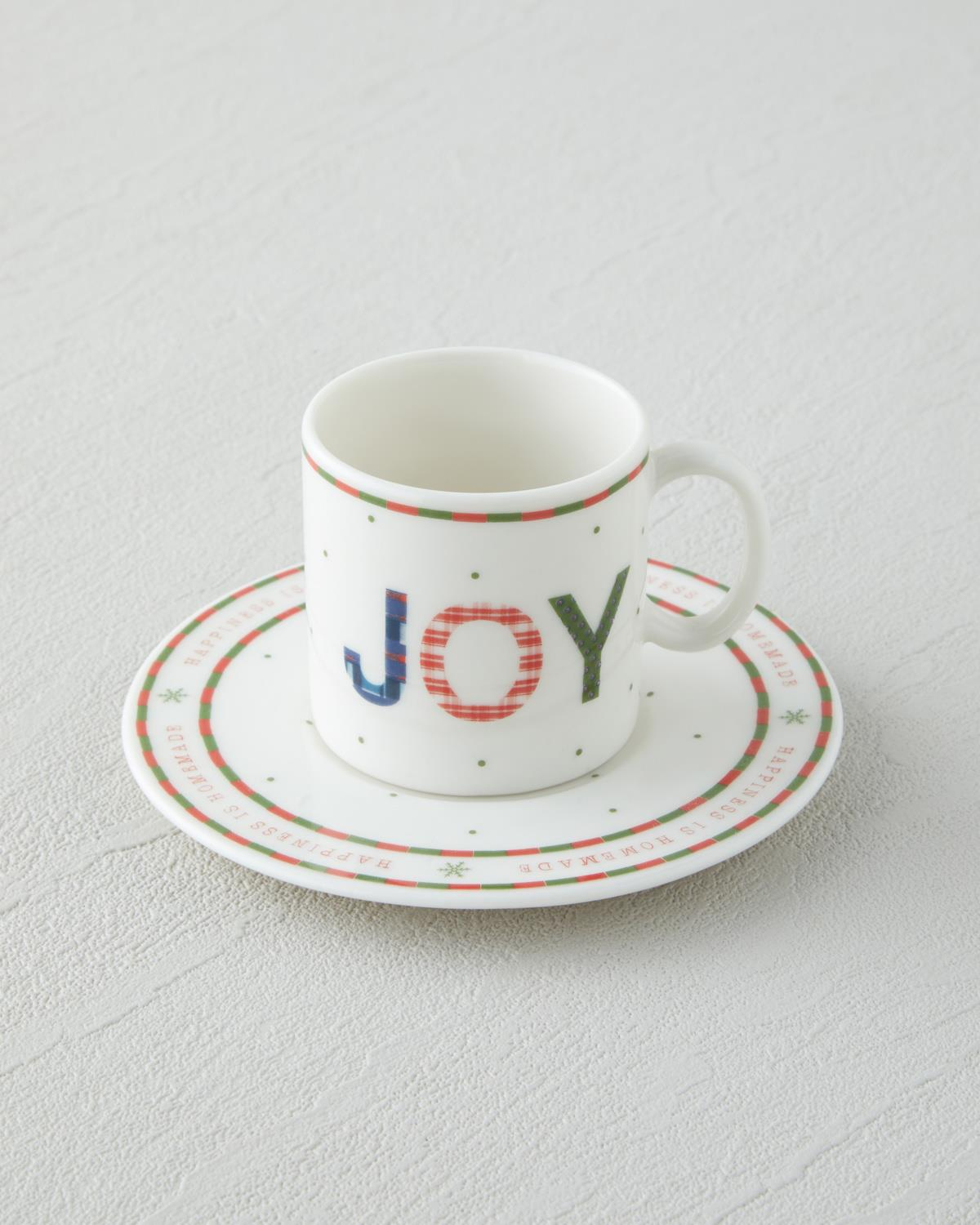 Wishful Bone Porselen 4 Parça 2 Kişilik Kahve Fincan Takımı 90 ml Kırmızı - Yeşil