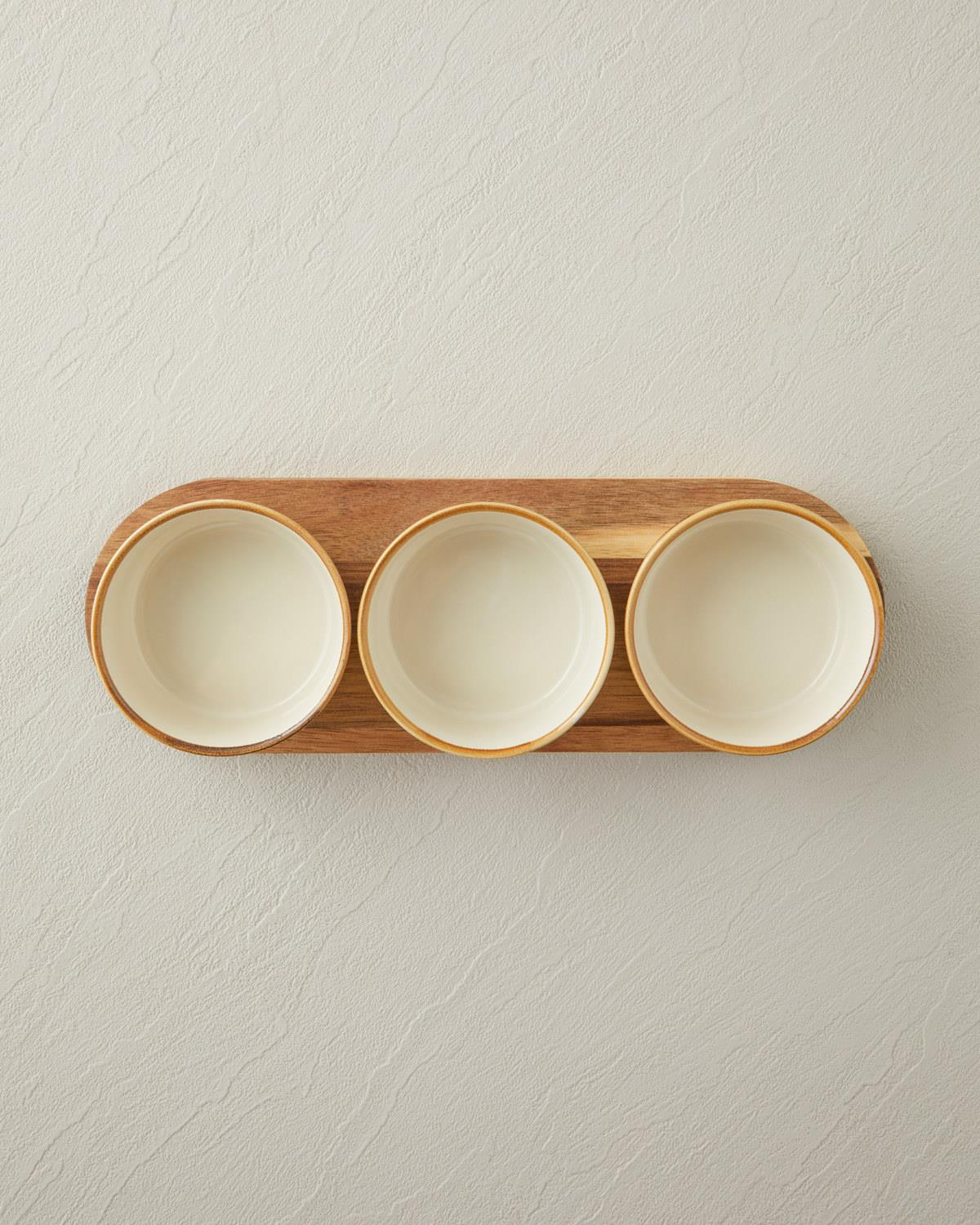 Woodcrest Akasya 4 Parça Sunumluk 10x10 cm Beyaz-Kahverengi