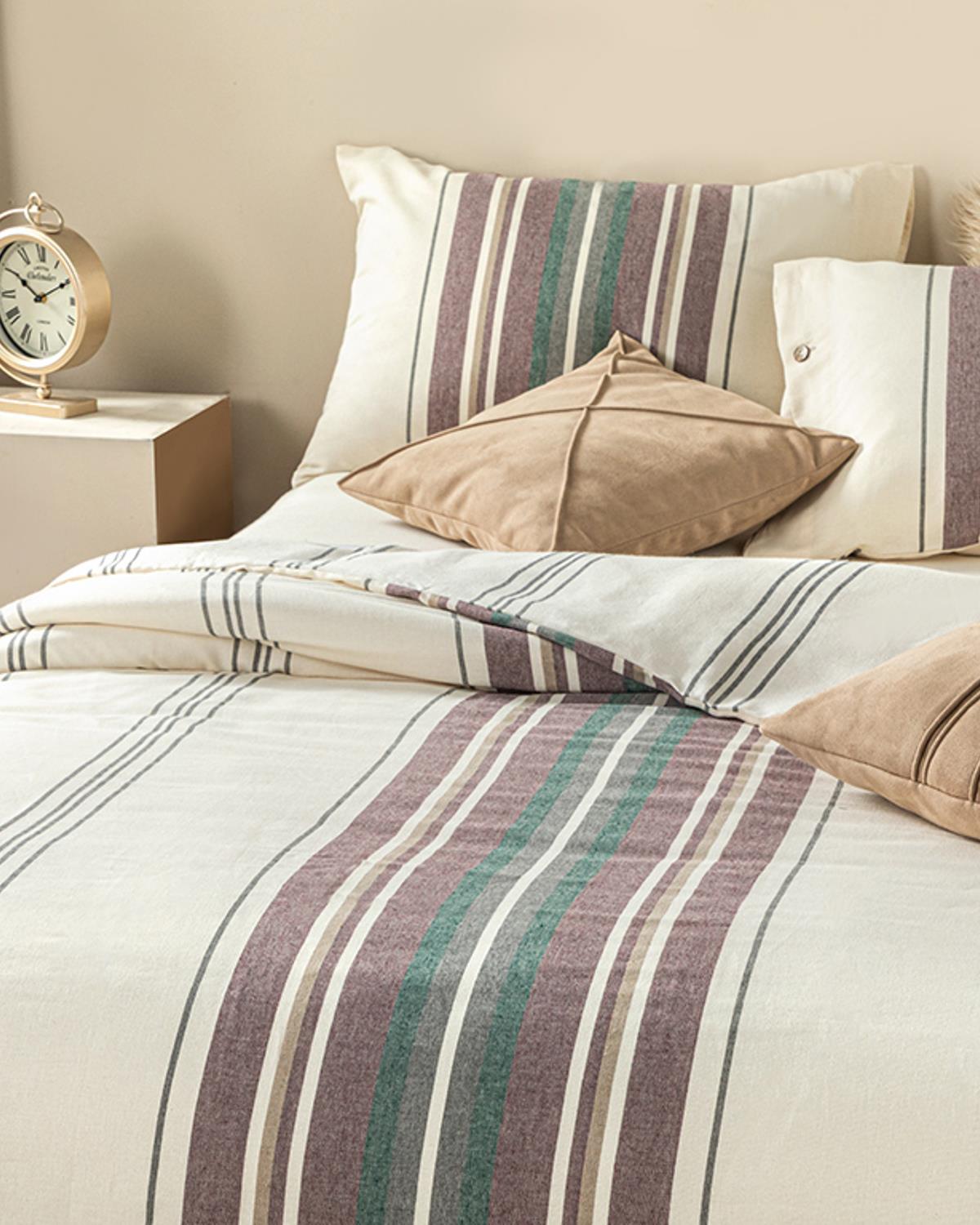 Wooden Natural İpliği Boyalı King Size Nevresim Takımı Bordo