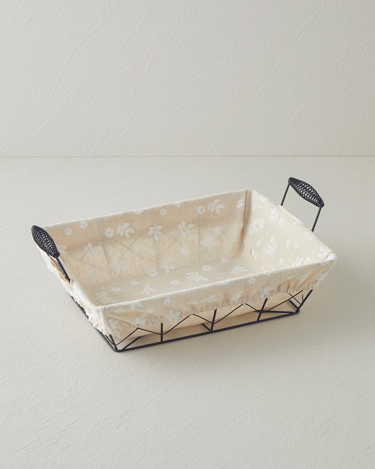 Woven Metal Ekmek Sepeti 30x23x8,5 Cm Krem