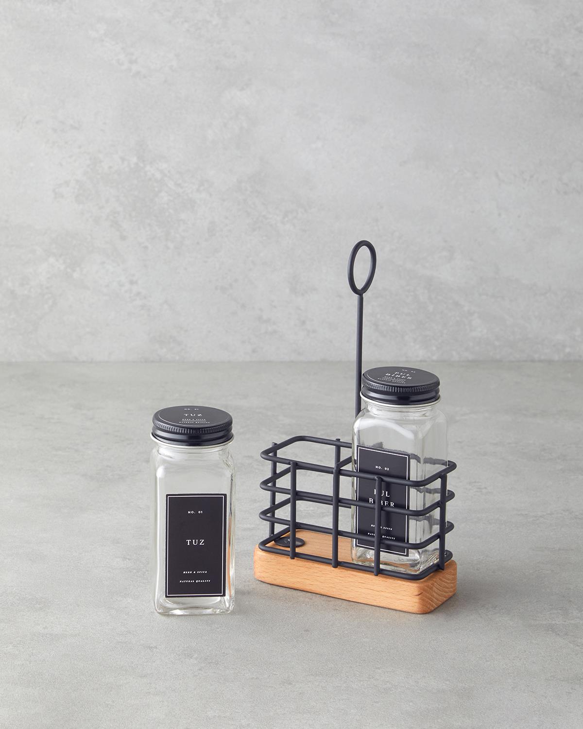 Zest Cam 2'li Tuzluk - Biberlik 20x11x5 cm Siyah