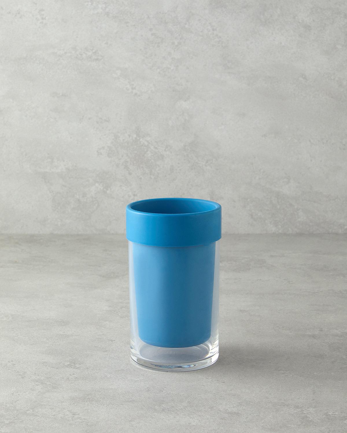 Zest Glass Cam Çıkarılabilir Silikonlu Kaşıklık Mavi