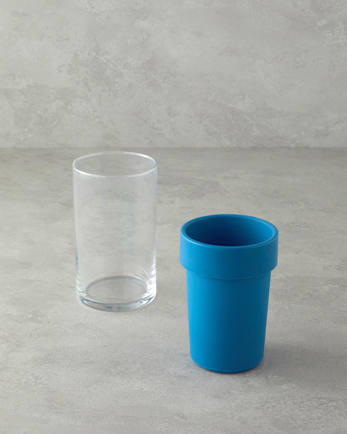 Zest Glass Cam Çıkarılabilir Silikonlu Kaşıklık Mavi