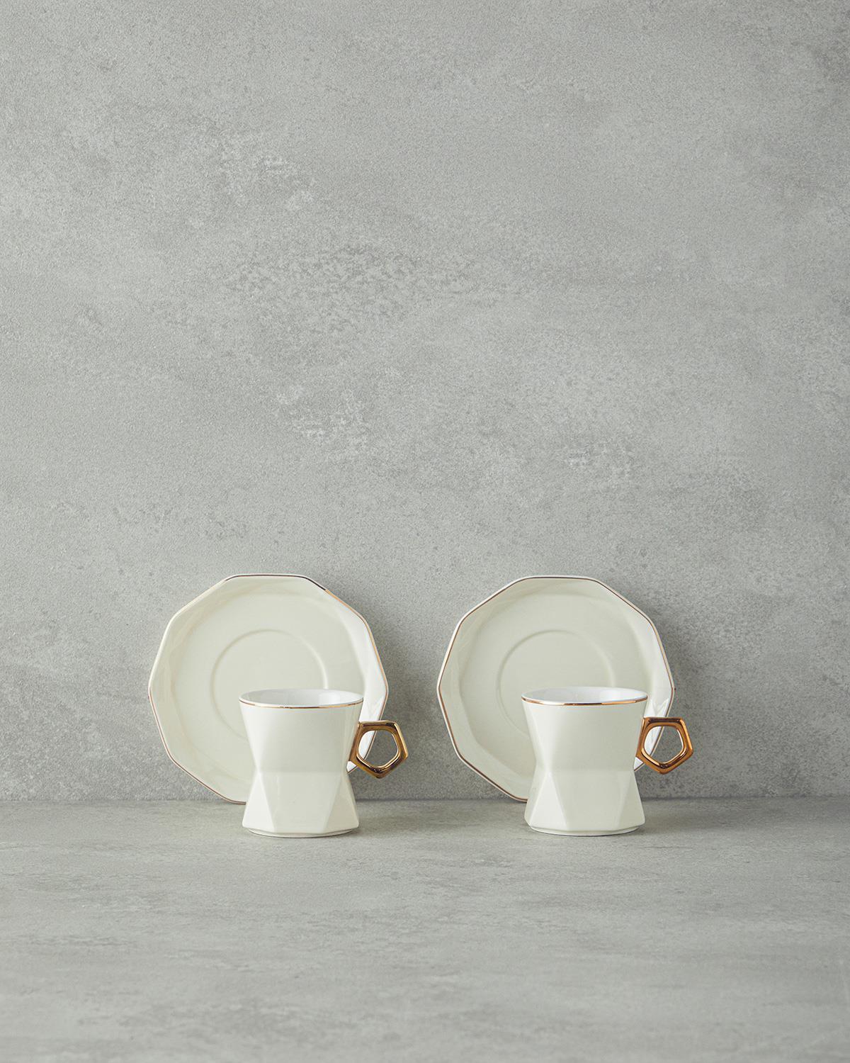 Axel New Bone China 12 Parça 6 Kişilik Kahve Fincan Takımı Beyaz