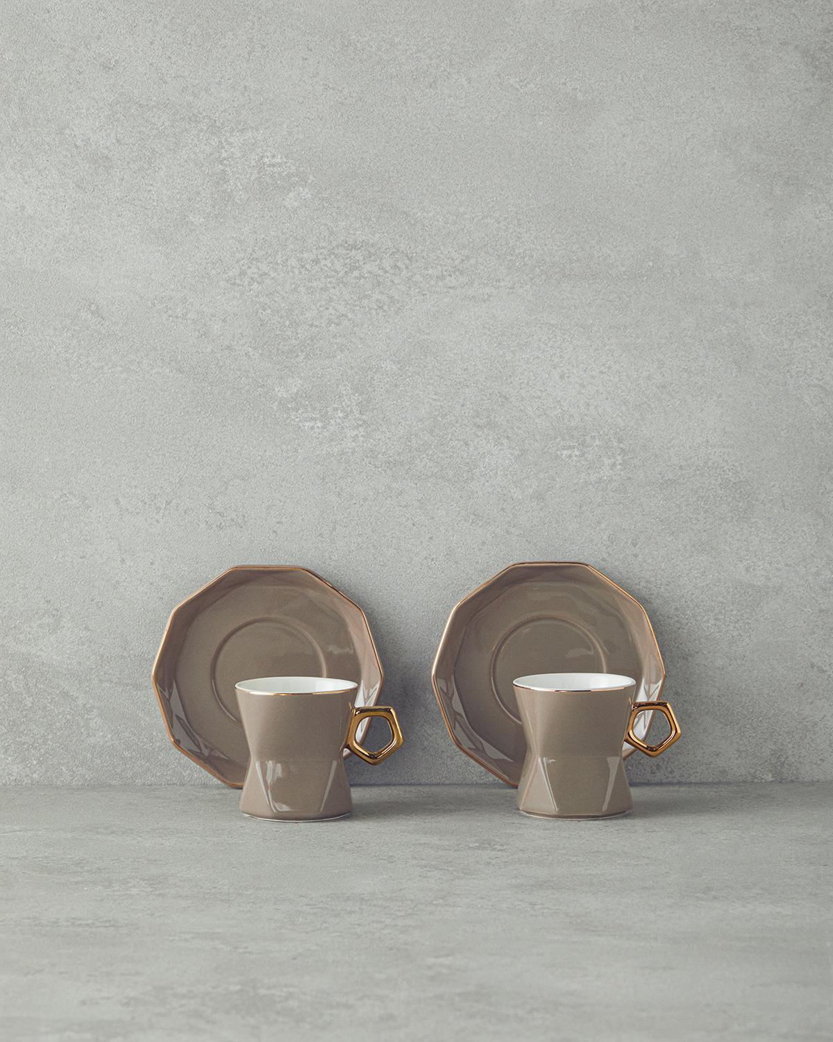 Axel New Bone China 4 Parça 2 Kişilik Kahve Fincan Takımı Vizon