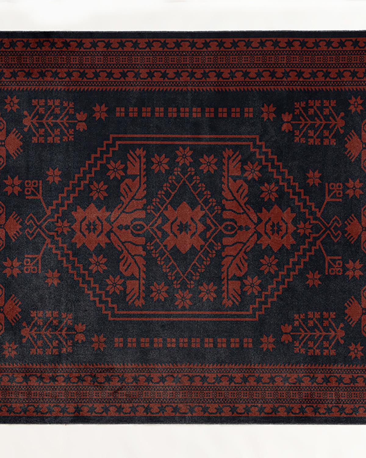 Boho Dream Jakarlı Dokuma Dekoratif Halı Siyah-Bordo