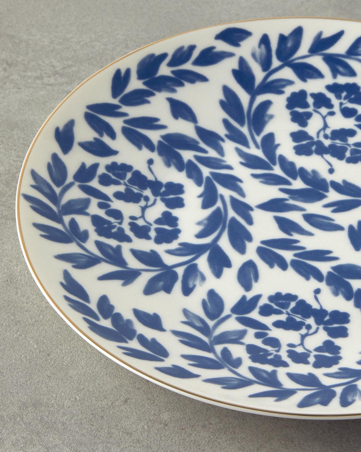 Carnival Floral Bone Porselen Pasta Tabağı 20 cm Lacivert-Beyaz