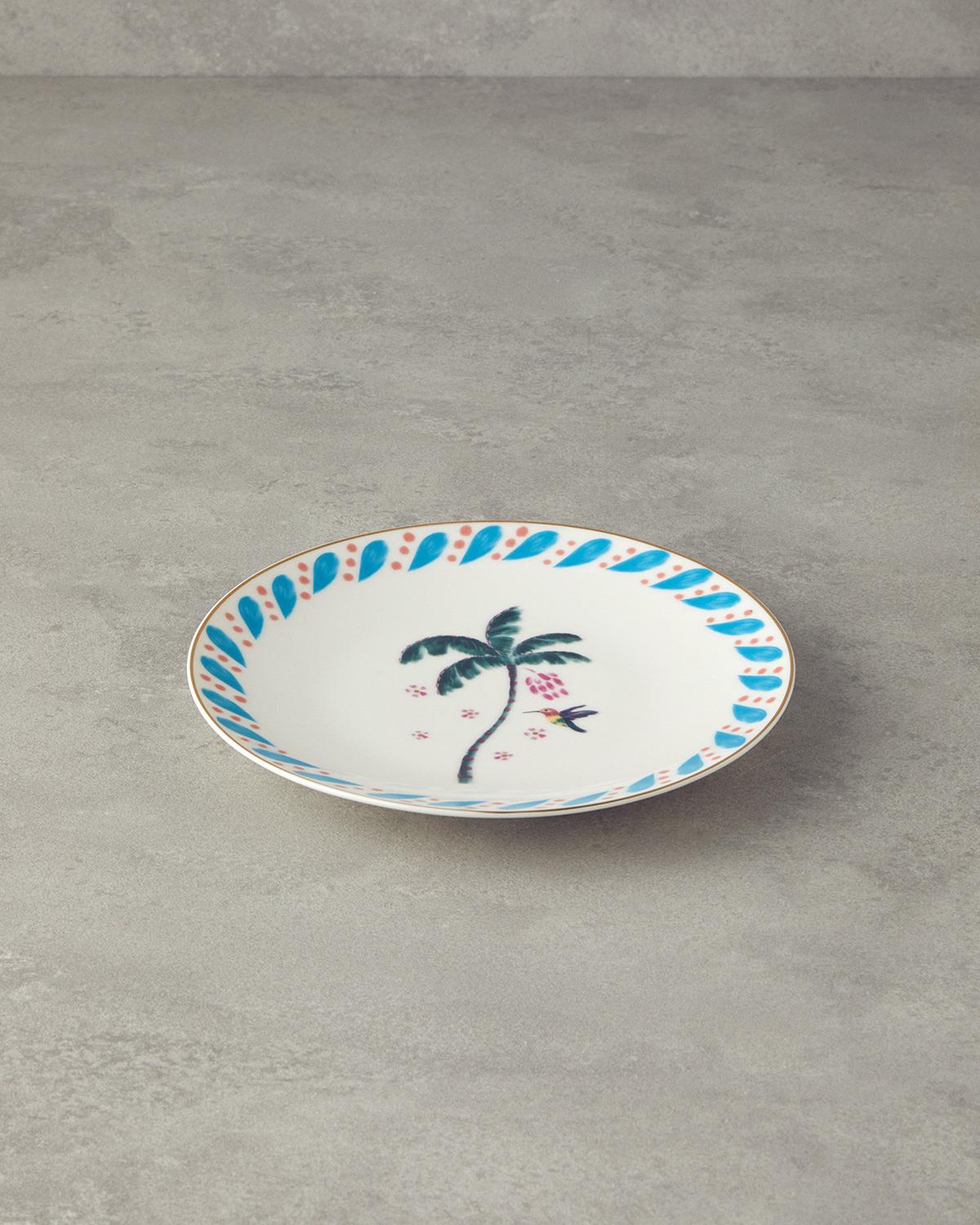 Carnival Palm Bone Porselen Pasta Tabağı 20 cm Mavi-yeşil