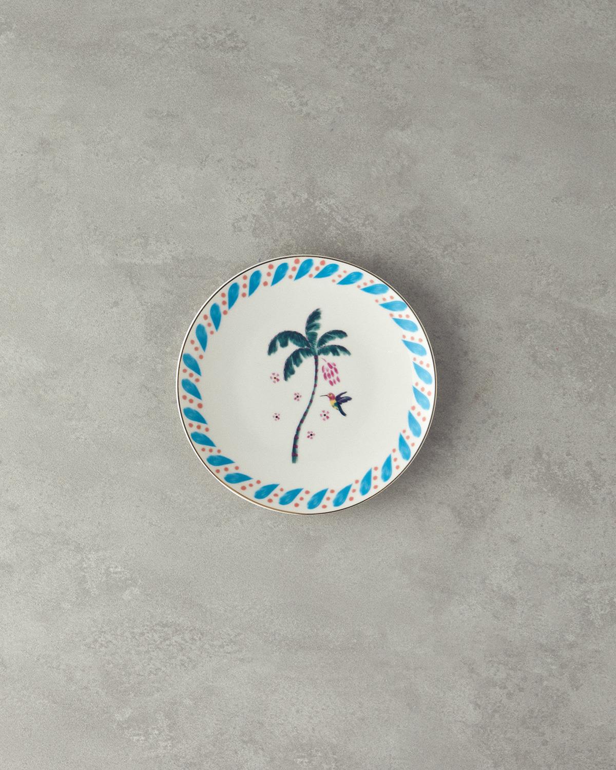 Carnival Palm Bone Porselen Pasta Tabağı 20 cm Mavi-yeşil