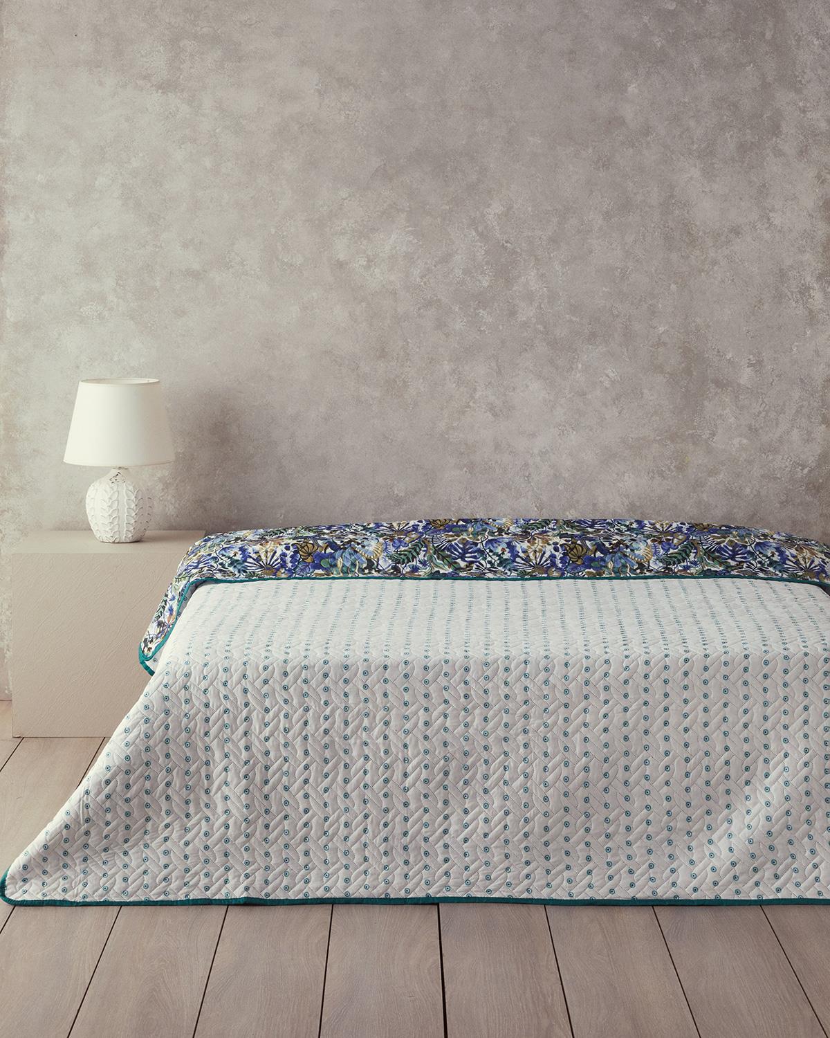 Floral Charm Tek Kişilik Çok Amaçlı Örtü Mavi