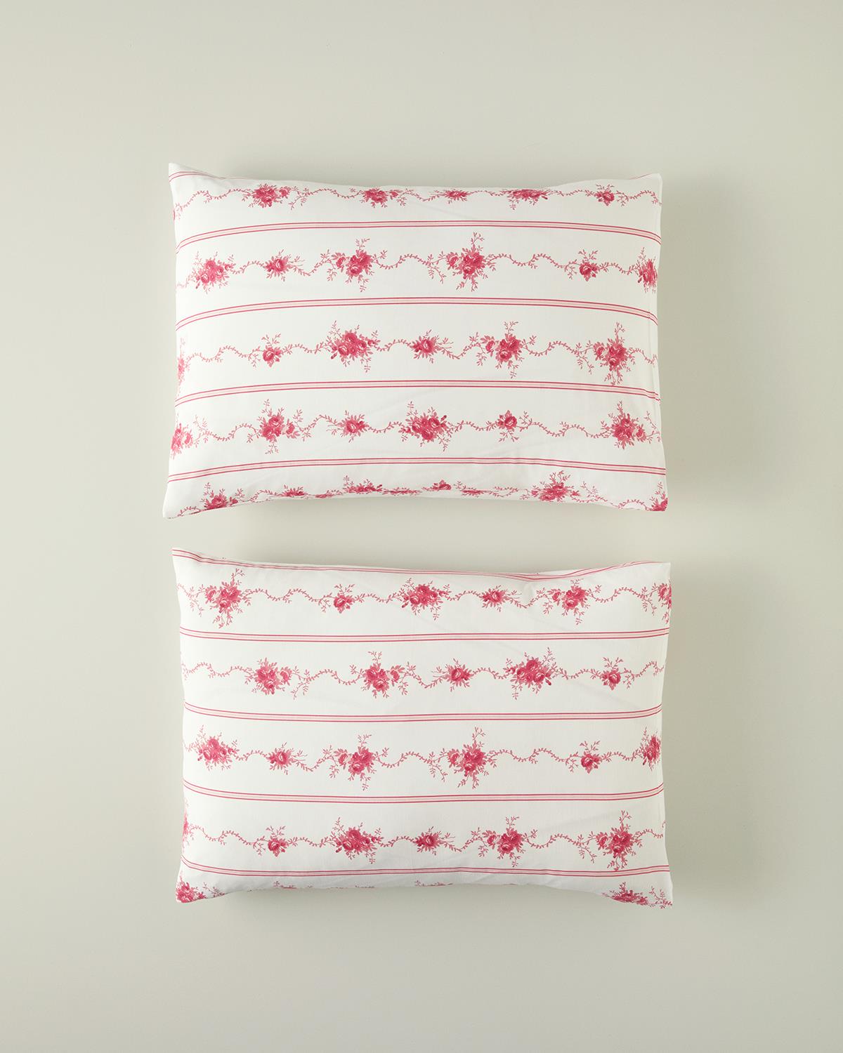 Flower Line 2'Li Yastık Kılıfı Pembe