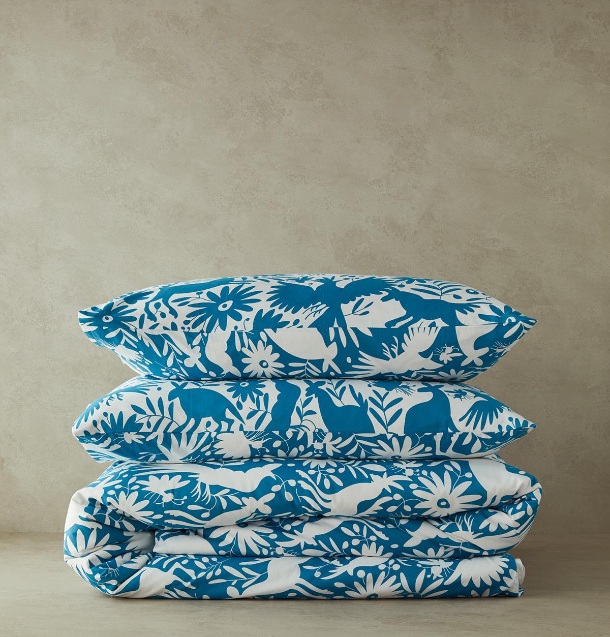 Folk Jungle Çift Kişilik Nevresim Seti Mavi