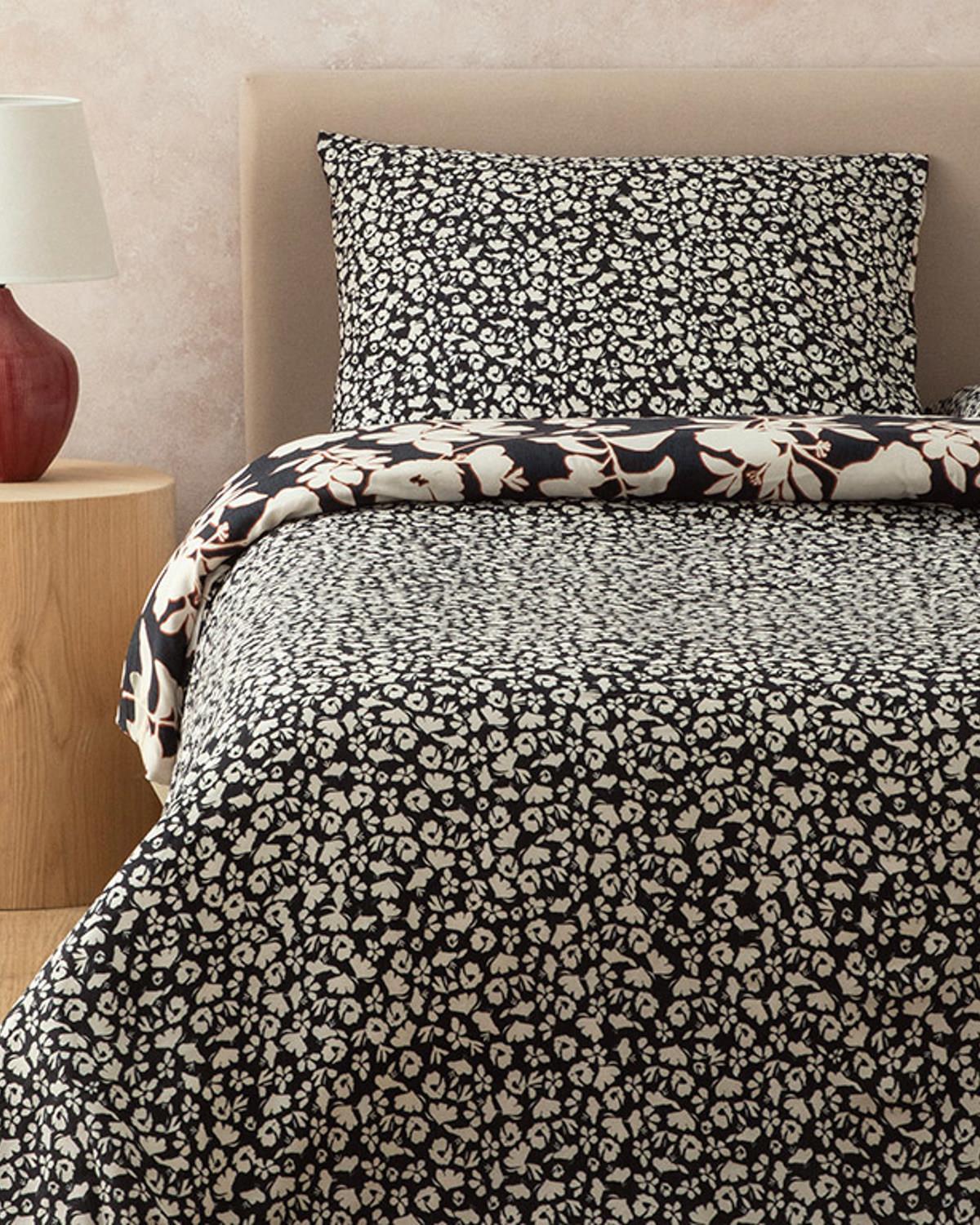 Grandiflora Dijital Baskılı Soft Cotton Tek Kişilik Nevresim Seti Antrasit- Terracotta