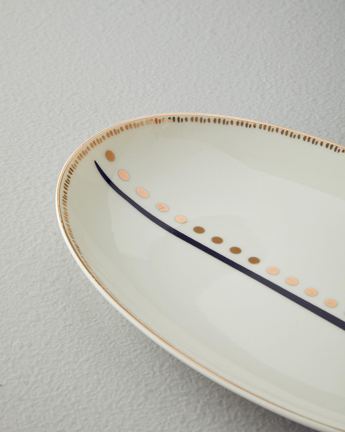 Modern Detail Bone Porselen Kayık Tabak 30 cm Siyah