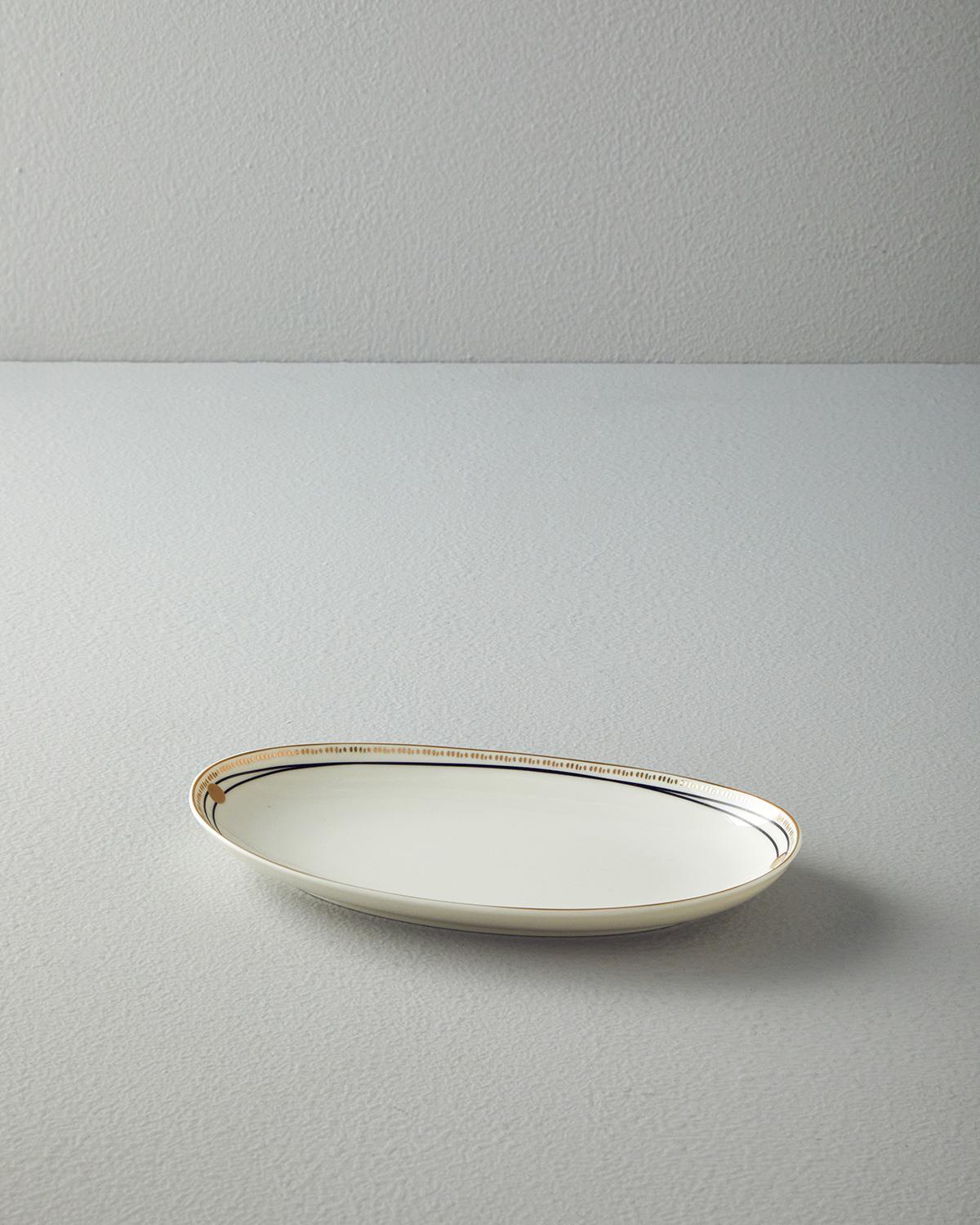 Modern Glow Bone Porselen Kayık Tabak 25 cm Beyaz