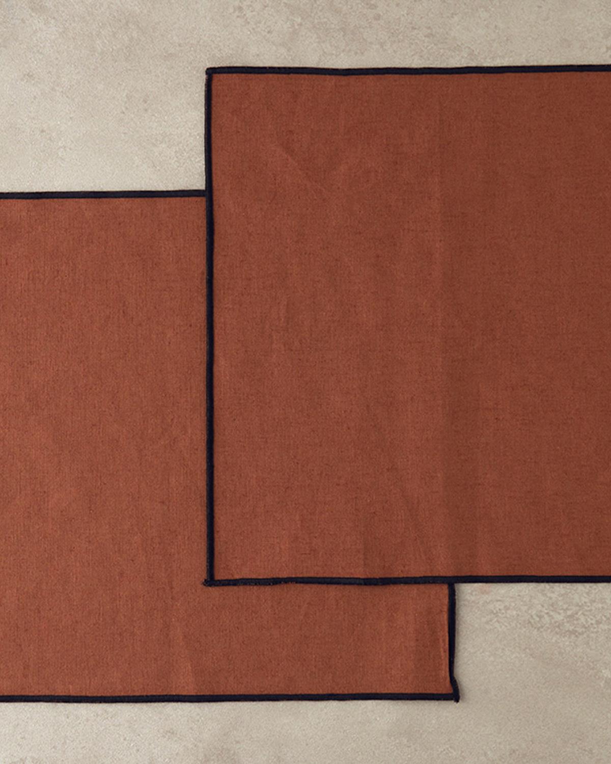 Modern Linen Pamuk 2'li Misafir Peçetesi Terracotta