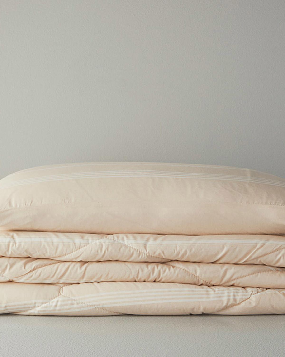 Modern Stripe Polycotton Tek Kişilik Uyku Seti Bej