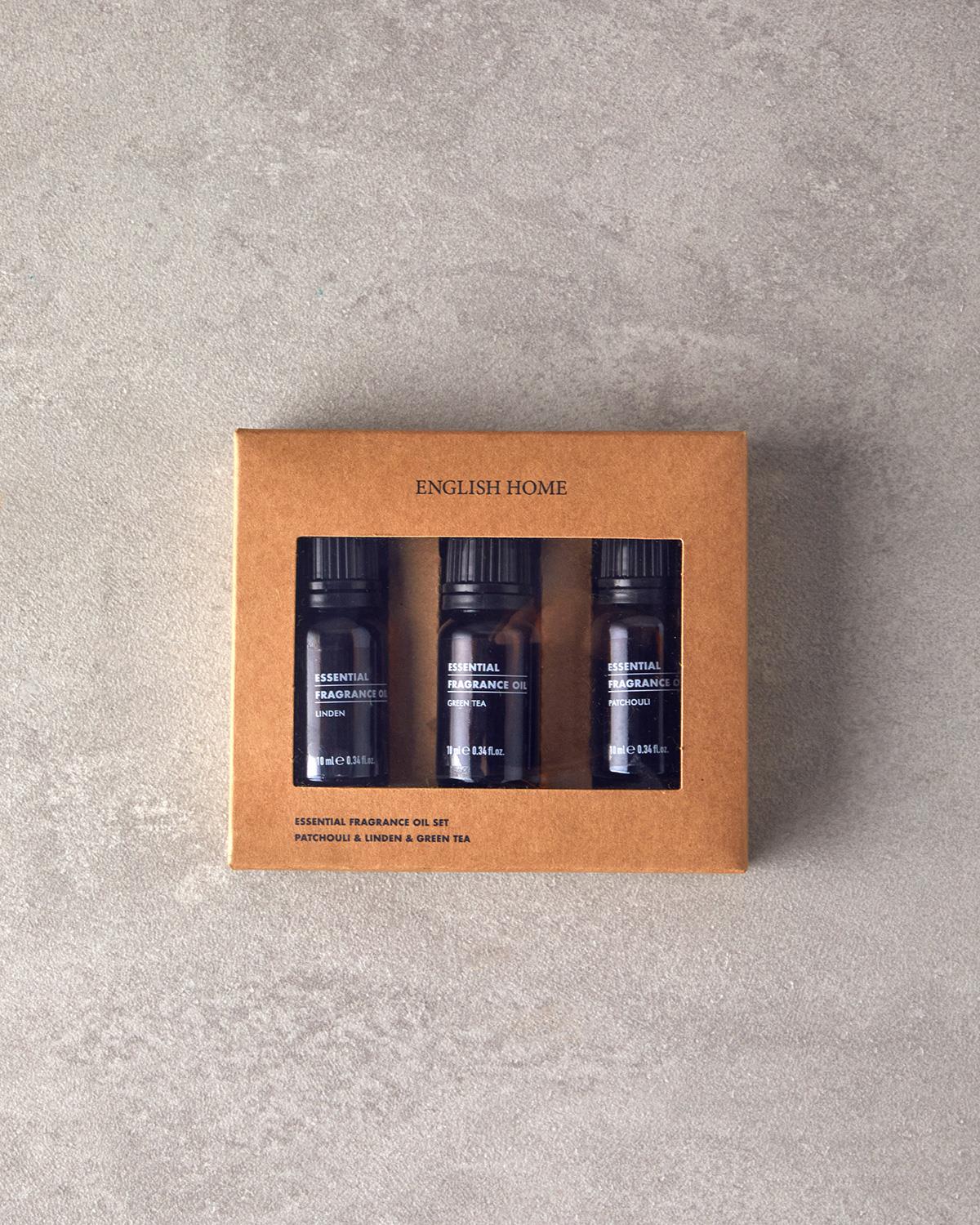 Patchouli, Linden, Green Tea 3'lü Esansiyel Koku Yağı