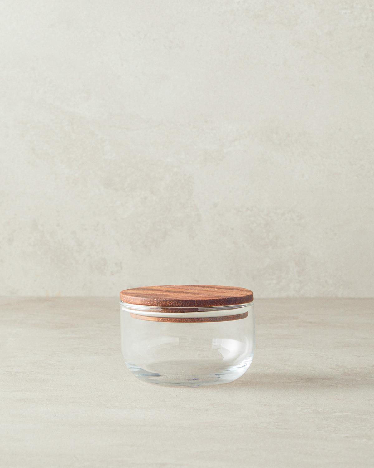 Pure Wooden Borosilkat Kavanoz 380 ml Şeffaf