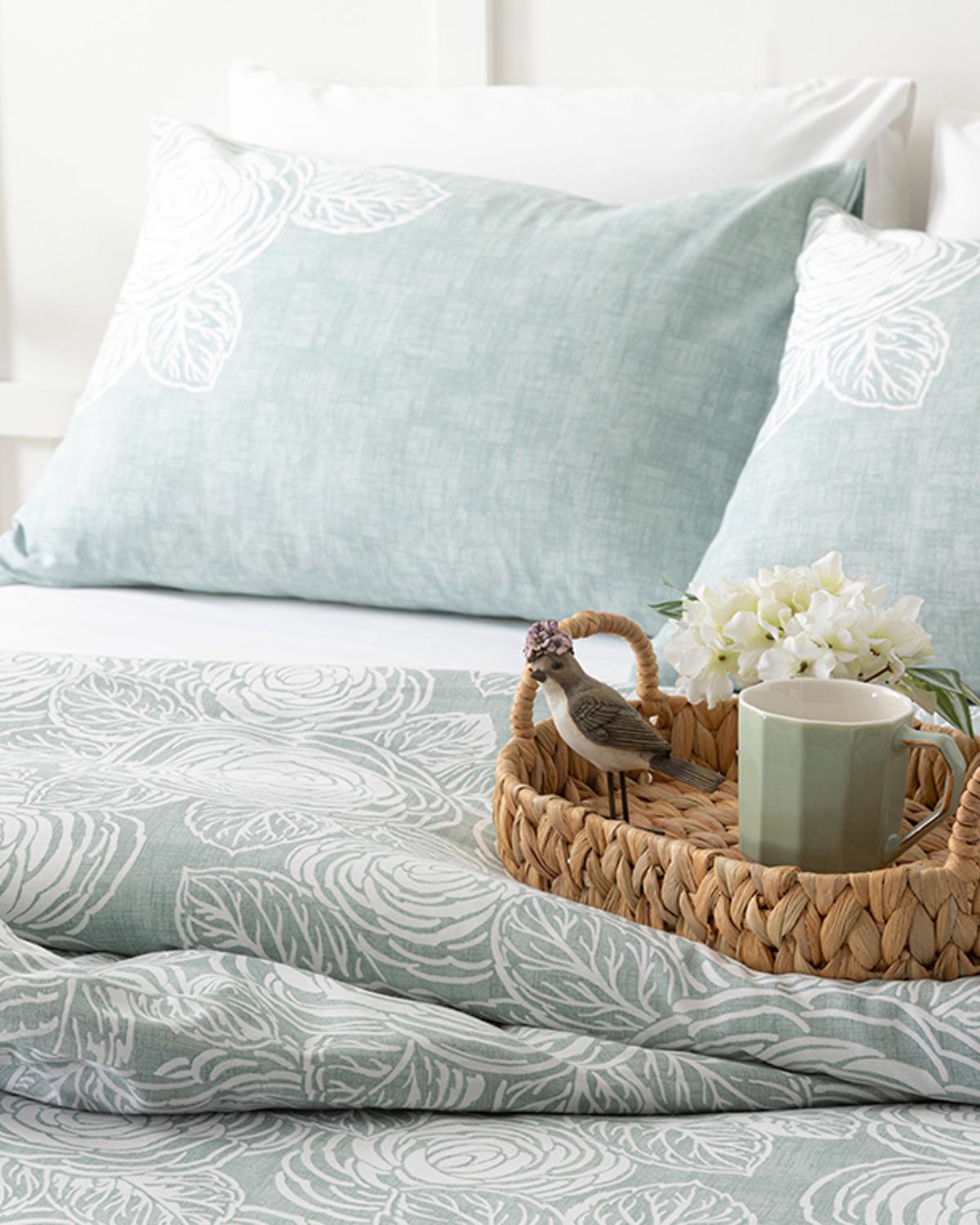 Shabby Rose Krep Tek Kişilik Nevresim Takımı Seledon