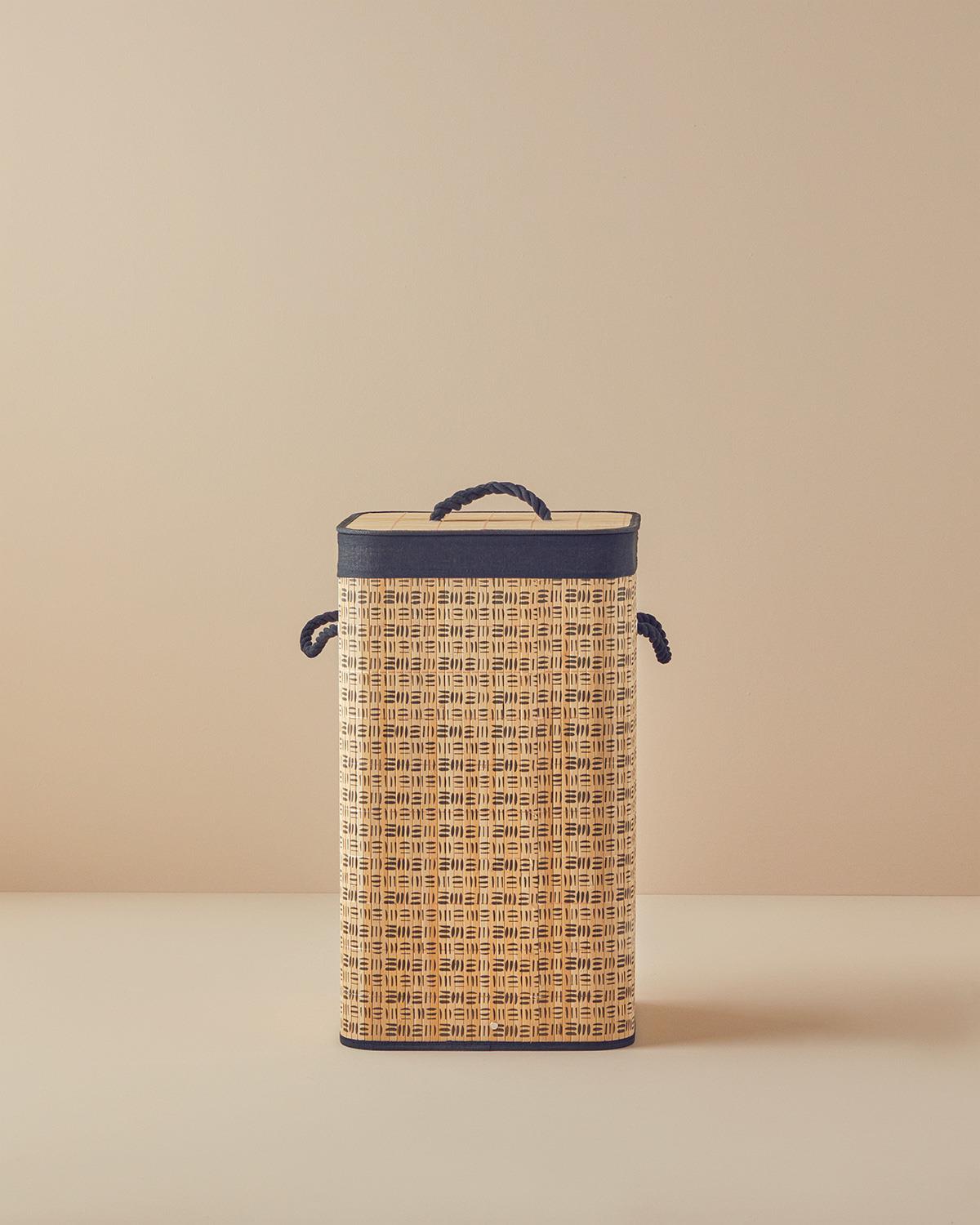 Stripy Bambu Çamaşır Sepeti Naturel