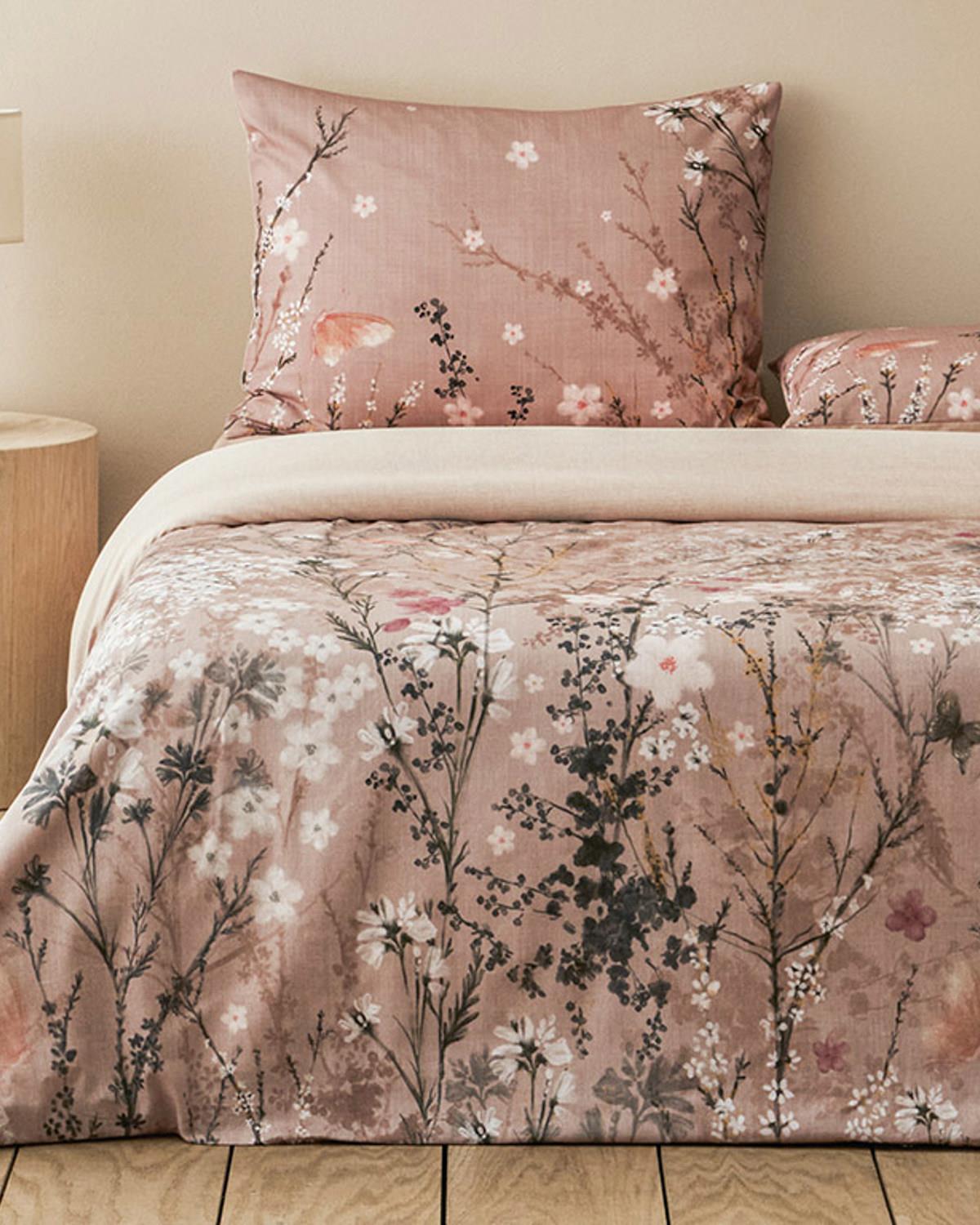 Sweet Spring Dijital Baskılı Soft Cotton Tek Kişilik Nevresim Takımı Gül Kurusu