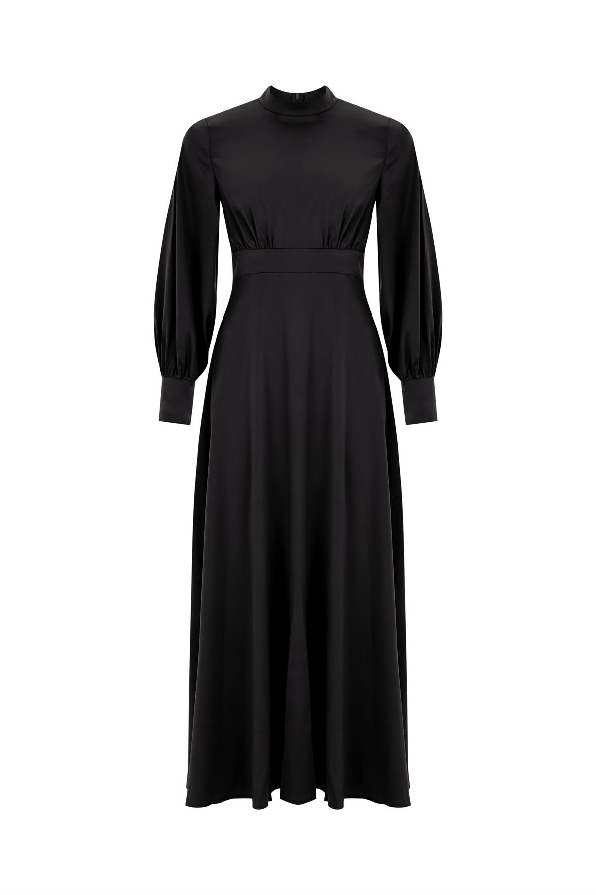 Ladies Satin Dress Black - FAHHAR