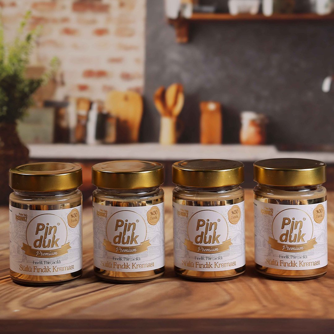4 Adet 330 GR  Premium %50 Fındıklı Fındık Parçacıklı Sütlü Fındık Kreması