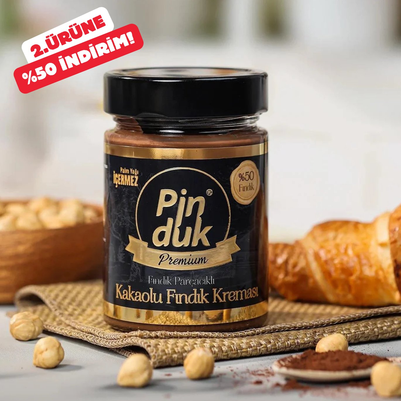 Premium %50 Fındıklı Kakaolu Fındık Kreması 330 gr